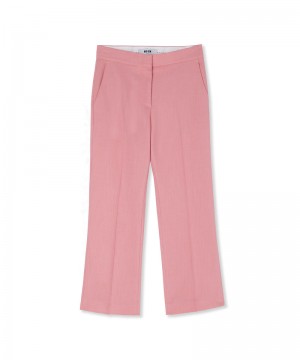 Pink MSGM Flamed Viscose Canvas Cropped Pants | USA_MSGM95526