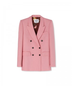 Pink MSGM Flamed Viscose Canvas Double-breasted Jacket | USA_MSGM46899