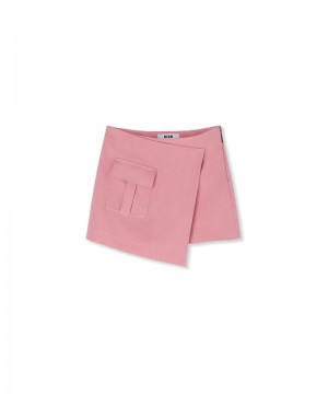 Pink MSGM Flamed Viscose Canvas Skort | USA_MSGM37104