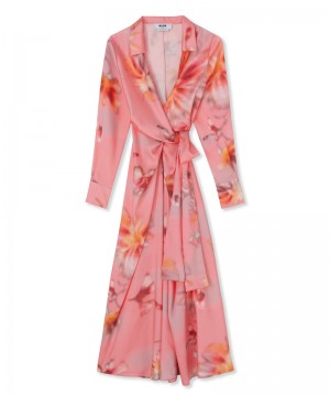 Pink MSGM Fluid Fabric Wrap With"Desert Flowers" Print | USA_MSGM96804