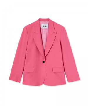 Pink MSGM Fresh Wool Single-breasted Jacket | USA_MSGM82355