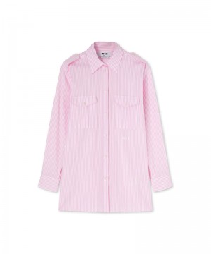 Pink MSGM Poplin Shirt With Small Pockets | USA_MSGM56828