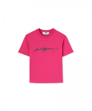 Pink MSGM Rhinestone Logo | USA_MSGM40020