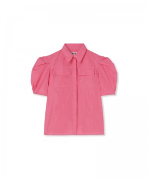 Pink MSGM Taffetà Short Sleeve Shirt | USA_MSGM38275