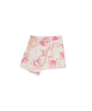 Pink MSGM Tweed Skort With Tie-dye Effect Print | USA_MSGM14135