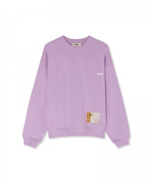 Purple MSGM Fantastic Green Inverse Series Organic Cotton Sweatshirt | USA_MSGM24831