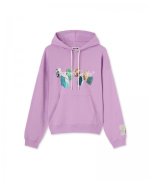 Purple MSGM Fantastic Green Inverse Series Organic Cotton Hooded Sweatshirt | USA_MSGM89793