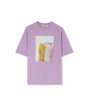 Purple MSGM Fantastic Green Inverse Series Organic Jersey Cotton | USA_MSGM13023