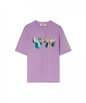 Purple MSGM Fantastic Green Inverse Series Organic Jersey Cotton | USA_MSGM95829