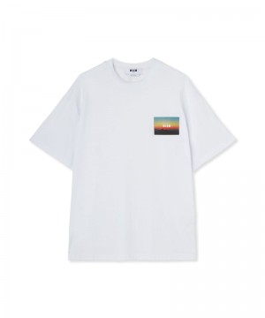 White MSGM Applied Sunset Patch | USA_MSGM55606