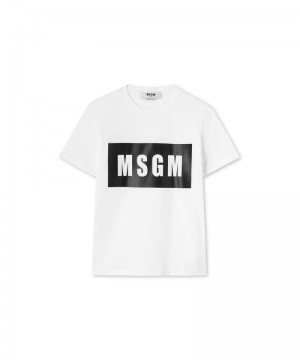 White MSGM Box Logo | USA_MSGM44442