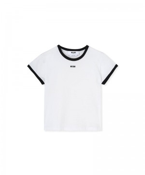 White MSGM Contrasting Edges And Logo | USA_MSGM92875