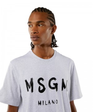 White MSGM Cotton Brushed Logo | USA_MSGM95764