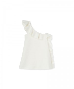 White MSGM Double Crepe Cady With Ruffles | USA_MSGM25767