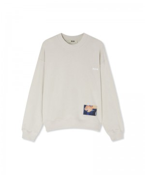 White MSGM Fantastic Green Inverse Series Organic Cotton Sweatshirt | USA_MSGM25322