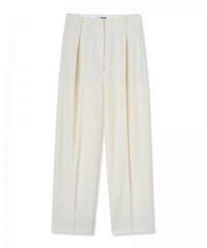 White MSGM Fresh Wool Pleated Pants | USA_MSGM96478