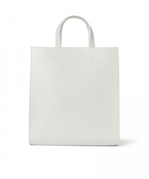 White MSGM Leather Tote Bag | USA_MSGM96144