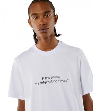 White MSGM Quote Hard Times Are Interesting Times | USA_MSGM51368