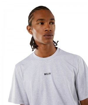 White MSGM Round Neck Cotton Micro Logo | USA_MSGM47505