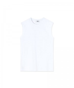 White MSGM Sleeveless Mini Logo | USA_MSGM85514