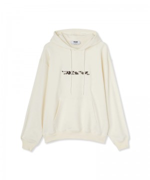 White MSGM Sweatshirt With Embroidered Handsome | USA_MSGM76757