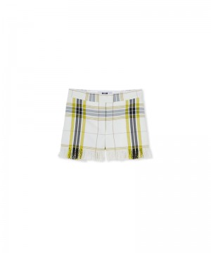 White MSGM Tecno Canvas Check Shorts | USA_MSGM66901