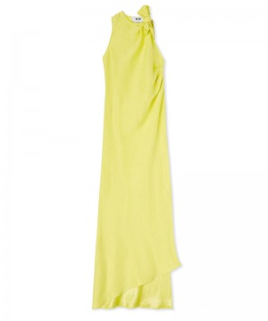 Yellow MSGM Blended Linen And Viscose Long Sleeveless | USA_MSGM53298