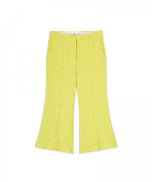 Yellow MSGM Blended Linen Crop Pants | USA_MSGM92564