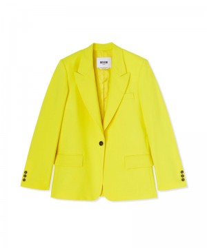 Yellow MSGM Fresh Wool Single-breasted Jacket | USA_MSGM19237