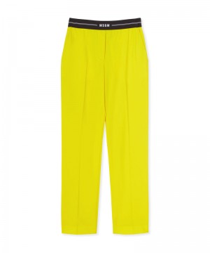 Yellow MSGM Slim-fit Pants With Logoed Elastic Waistband | USA_MSGM36931