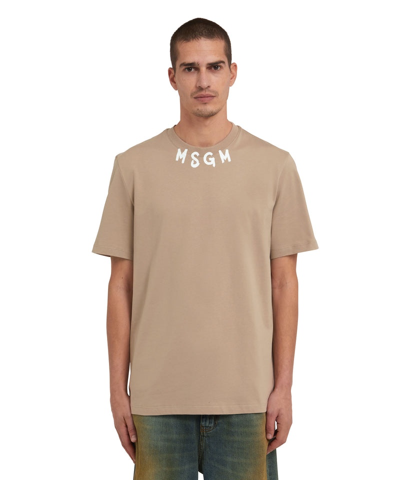 Beige MSGM Brushstroke Logo | USA_MSGM15278