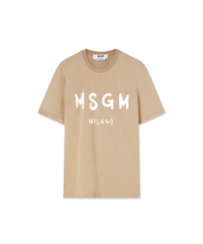 Beige MSGM Brushstroke Logo | USA_MSGM21471