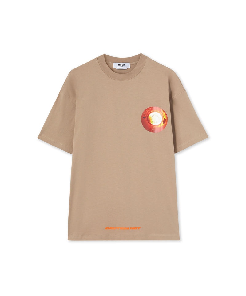 Beige MSGM Caution Hot Graphic | USA_MSGM12704