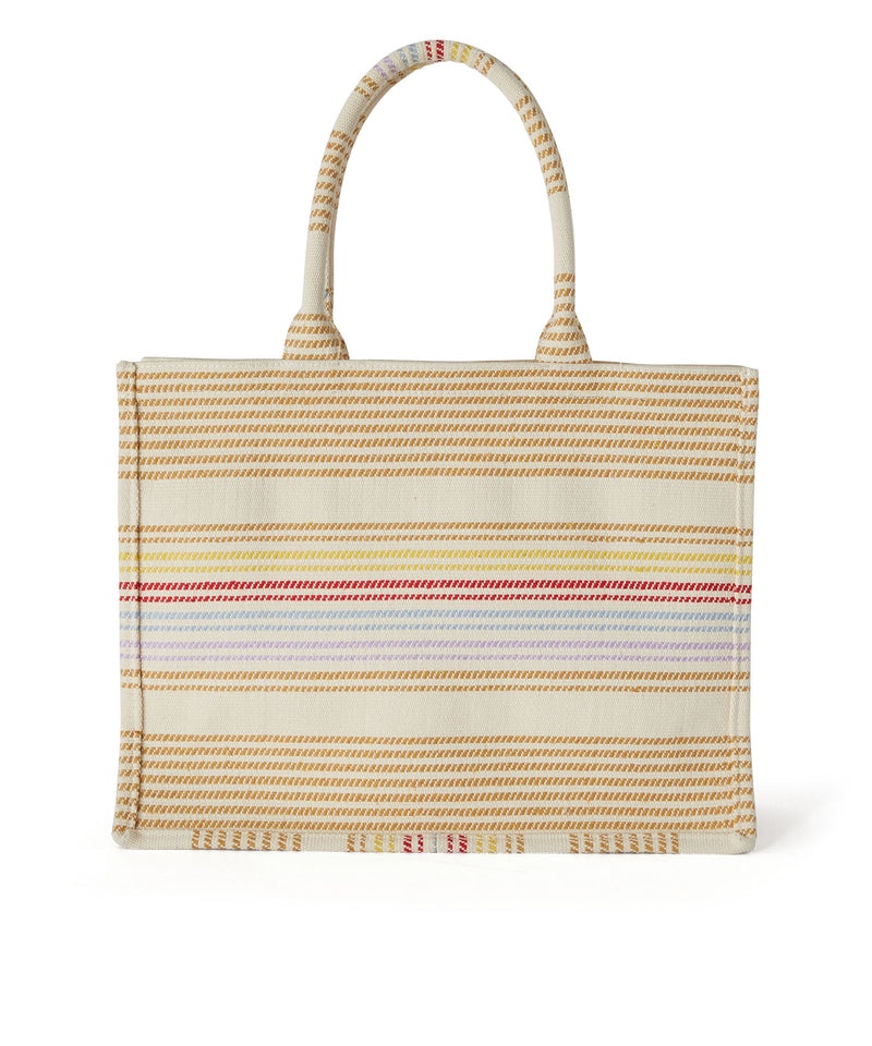 Beige MSGM Cotton Canvas Tote With Embroidered Logo | USA_MSGM32875