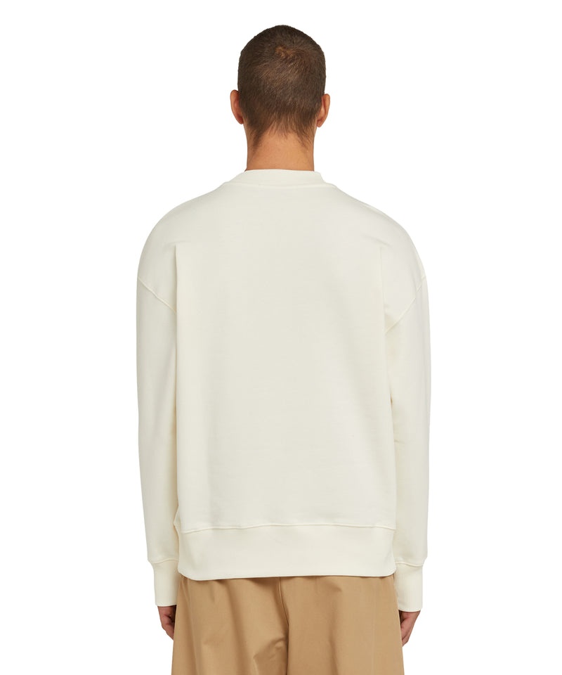 Beige MSGM Cotton Crewneck Sweater Wth Msgm Brushstroke Logo Positioned At The Neck | USA_MSGM31448