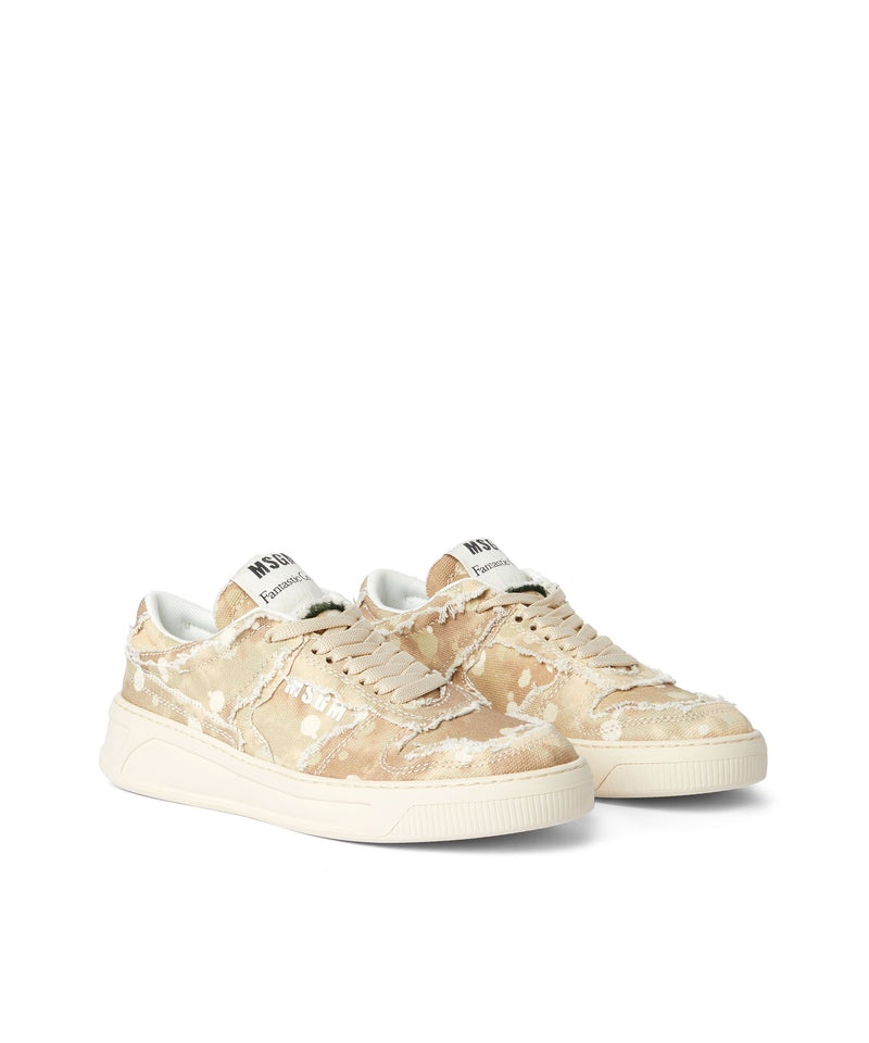 Beige MSGM Eco-friendly Fg-1 Cotton Canvas Sneakers With Tie-dye Effect | USA_MSGM58709