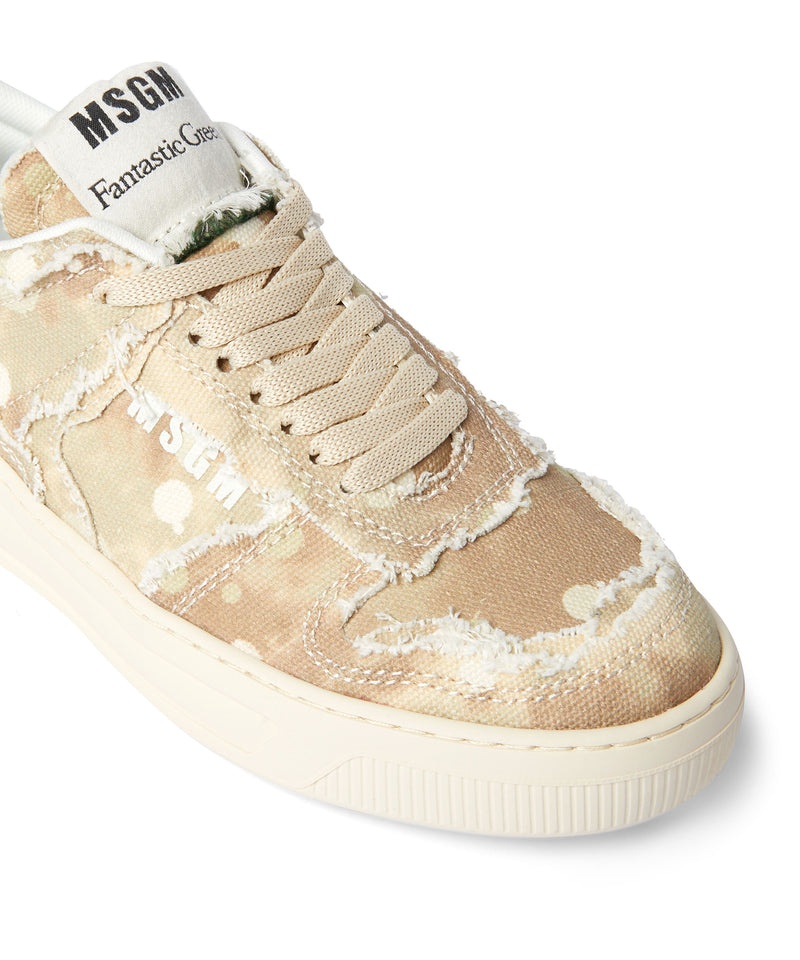 Beige MSGM Eco-friendly Fg-1 Cotton Canvas Sneakers With Tie-dye Effect | USA_MSGM58709