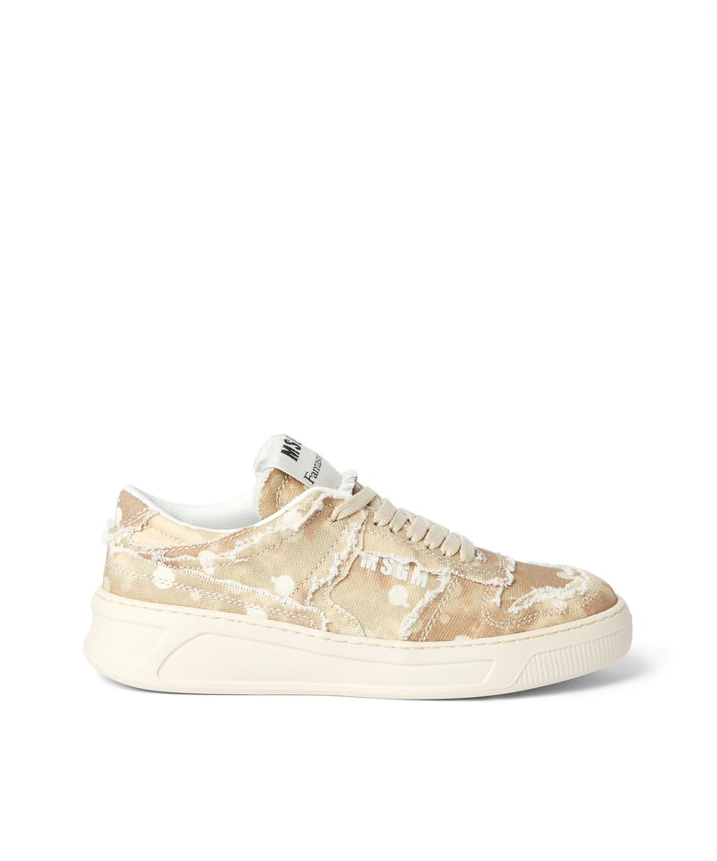 Beige MSGM Eco-friendly Fg-1 Cotton Canvas Sneakers With Tie-dye Effect | USA_MSGM58709