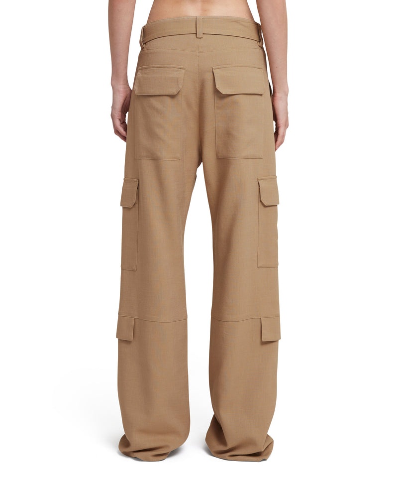 Beige MSGM Flamed Viscose Canvas Cargo Pants | USA_MSGM38539