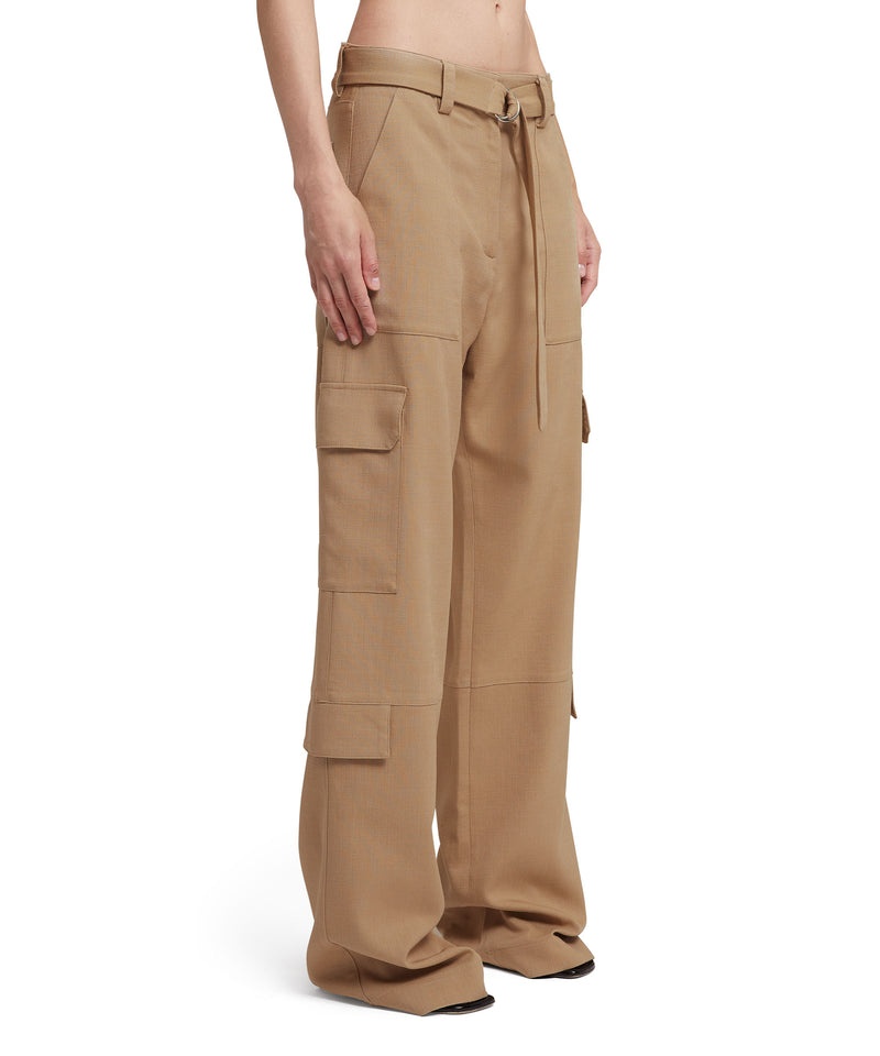 Beige MSGM Flamed Viscose Canvas Cargo Pants | USA_MSGM38539