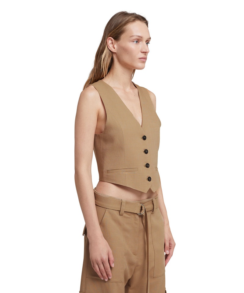 Beige MSGM Flamed Viscose Canvas Vest | USA_MSGM50273