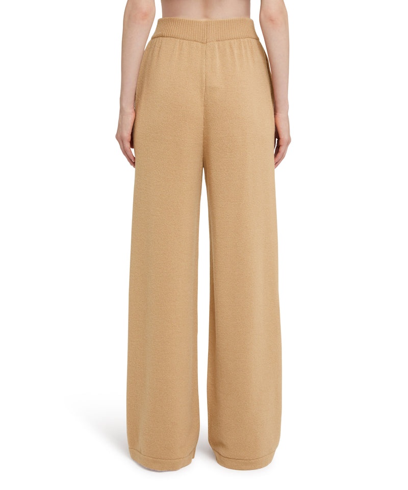 Beige MSGM High-waisted Trousers Msgm Signature Cashmere Blend | USA_MSGM40275