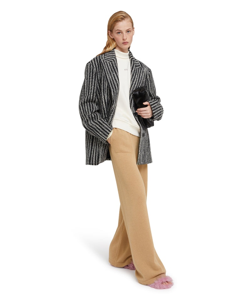 Beige MSGM High-waisted Trousers Msgm Signature Cashmere Blend | USA_MSGM40275