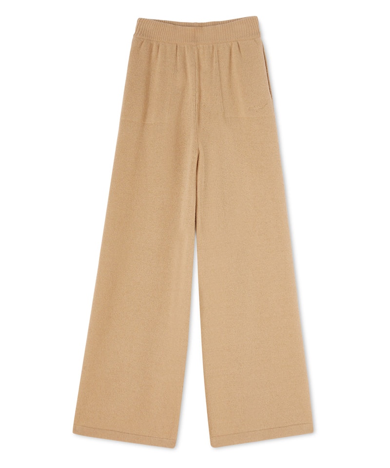 Beige MSGM High-waisted Trousers Msgm Signature Cashmere Blend | USA_MSGM40275