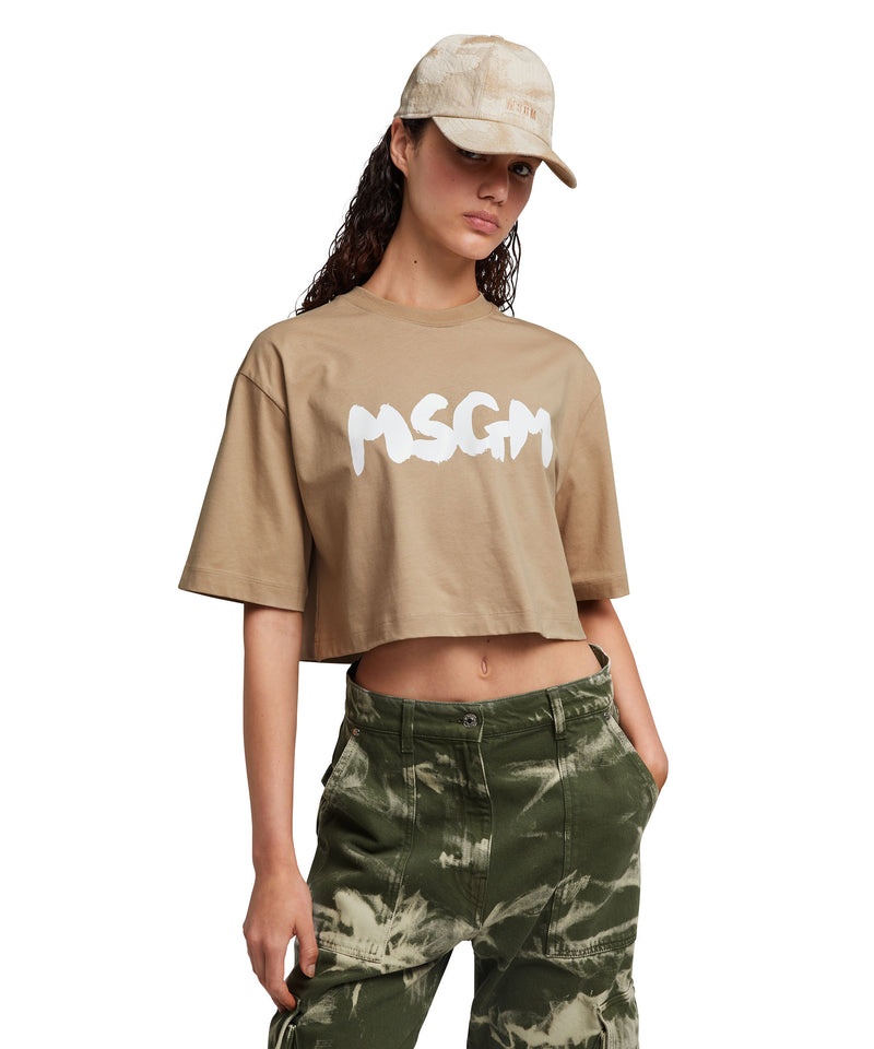 Beige MSGM Jacquard Baseball Cap With Large Daisy Design | USA_MSGM84535