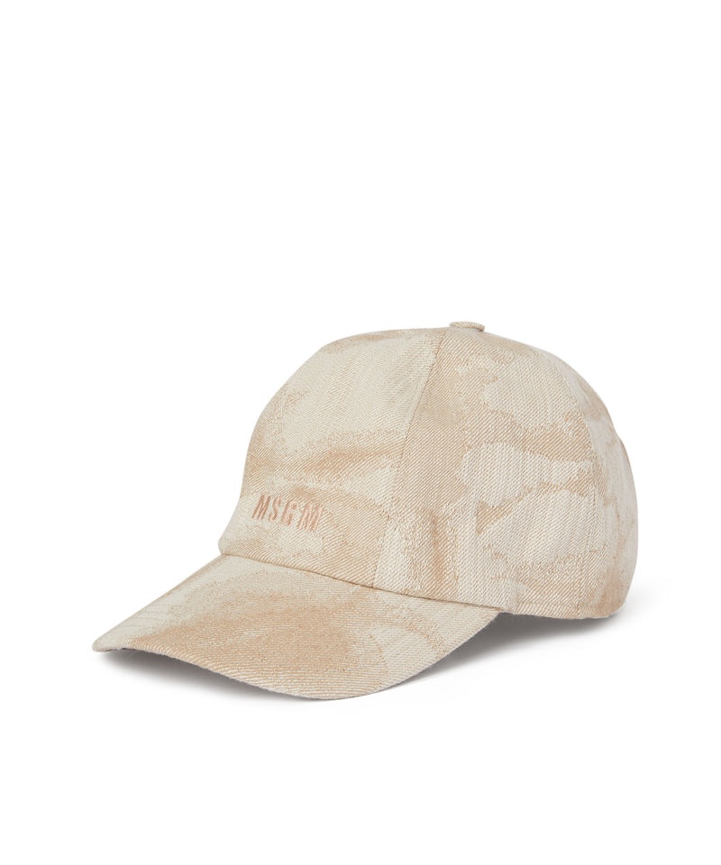 Beige MSGM Jacquard Baseball Cap With Large Daisy Design | USA_MSGM84535