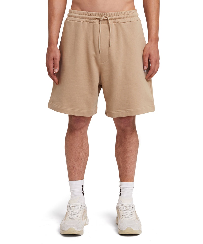 Beige MSGM Mini Logo Sweat Shorts | USA_MSGM45616