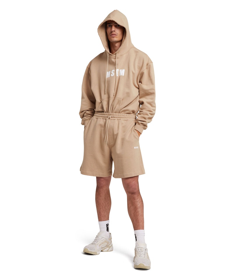 Beige MSGM Mini Logo Sweat Shorts | USA_MSGM45616