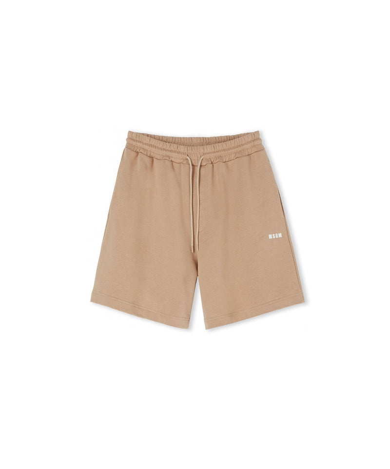 Beige MSGM Mini Logo Sweat Shorts | USA_MSGM45616