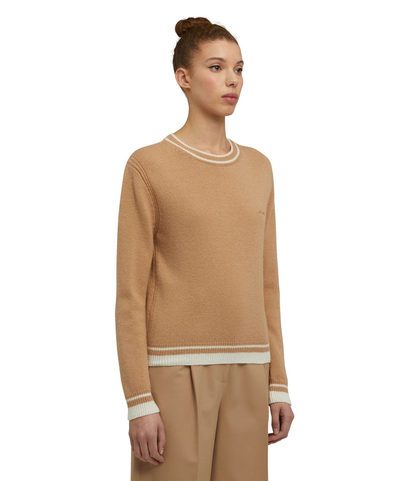 Beige MSGM Msgm Signature Cashemre Blend Sweater | USA_MSGM65391